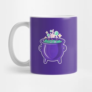 Witch's cauldron, bubbling with magic, on dark colours Mug